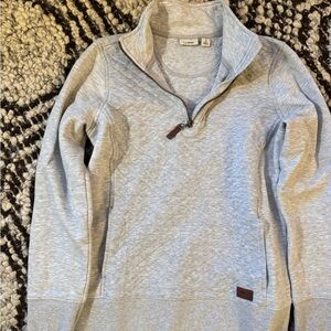L.L. Bean Light Gray Quilted Quarter Zip Pullover szS